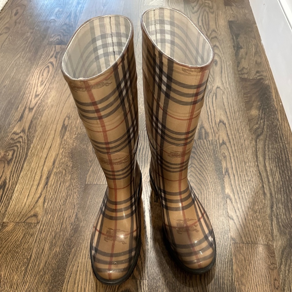 Burberry Haymarket tall rain boots